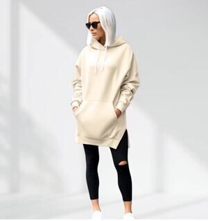 The Warmy Oversized Hoodie Dress Cream Size Medium Cozy Casual